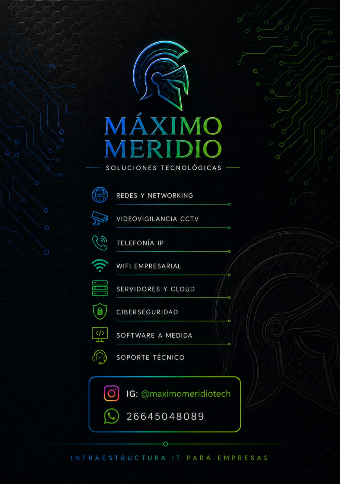 Servicios y contacto de Máximo Meridio